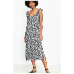 Loft, Palm Flutter Strap Pocket Midi Dress, L